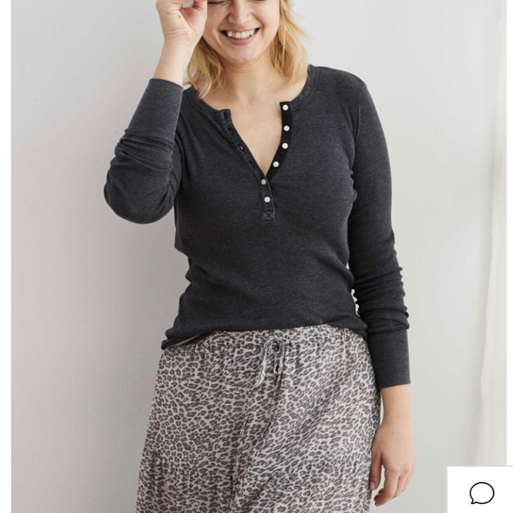 Aerie ribbed Henley long sleeve t-shirt